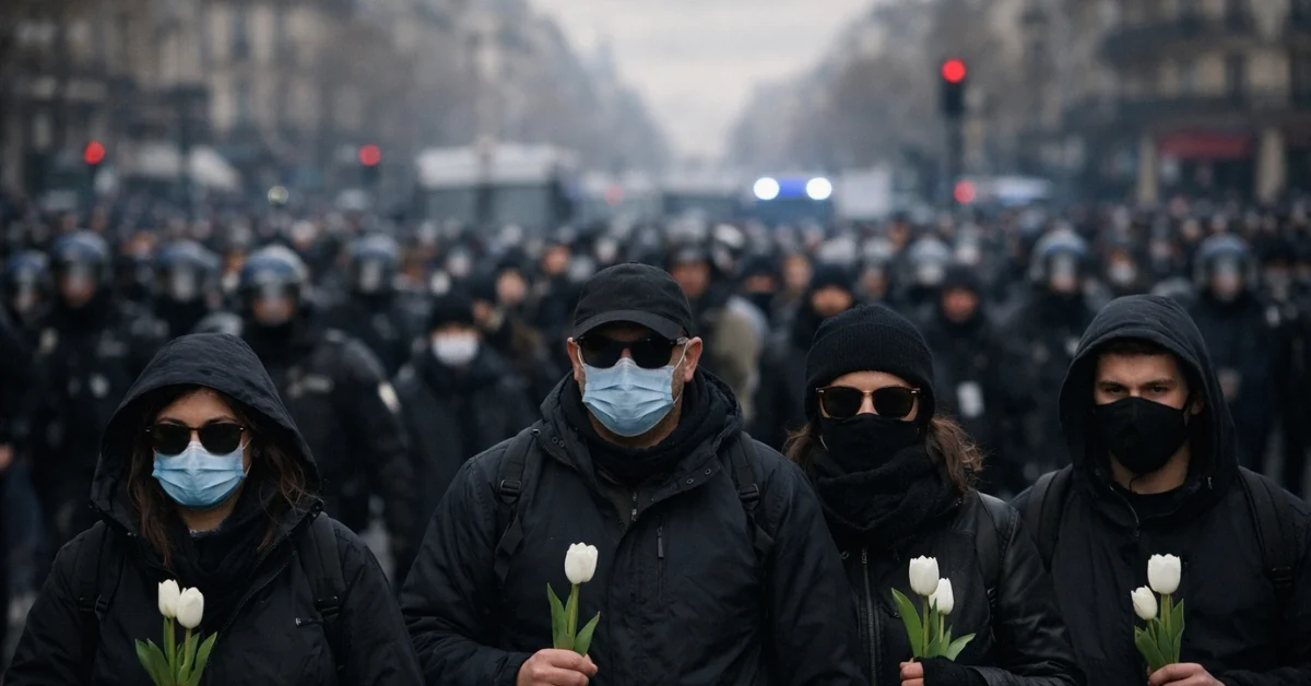 Thousands of demonstrators march through the streets of Lyon, France, under heavy police presence following the death of a political activist.
