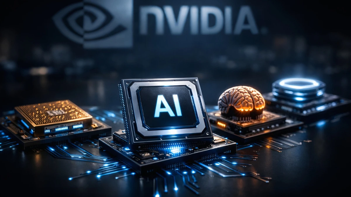 Advanced AI chips representing OpenAI's exploration of Nvidia alternatives amid performance concerns in a professional news style.