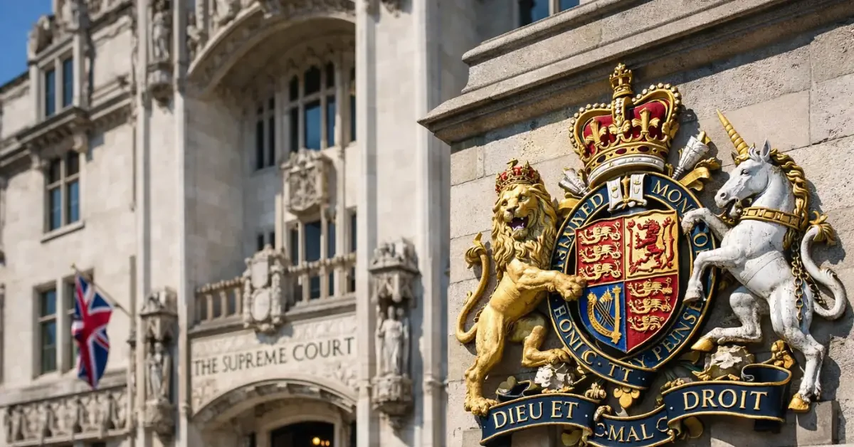 The exterior of the United Kingdom Supreme Court building in London, representing the site of the landmark ruling on AI patents.