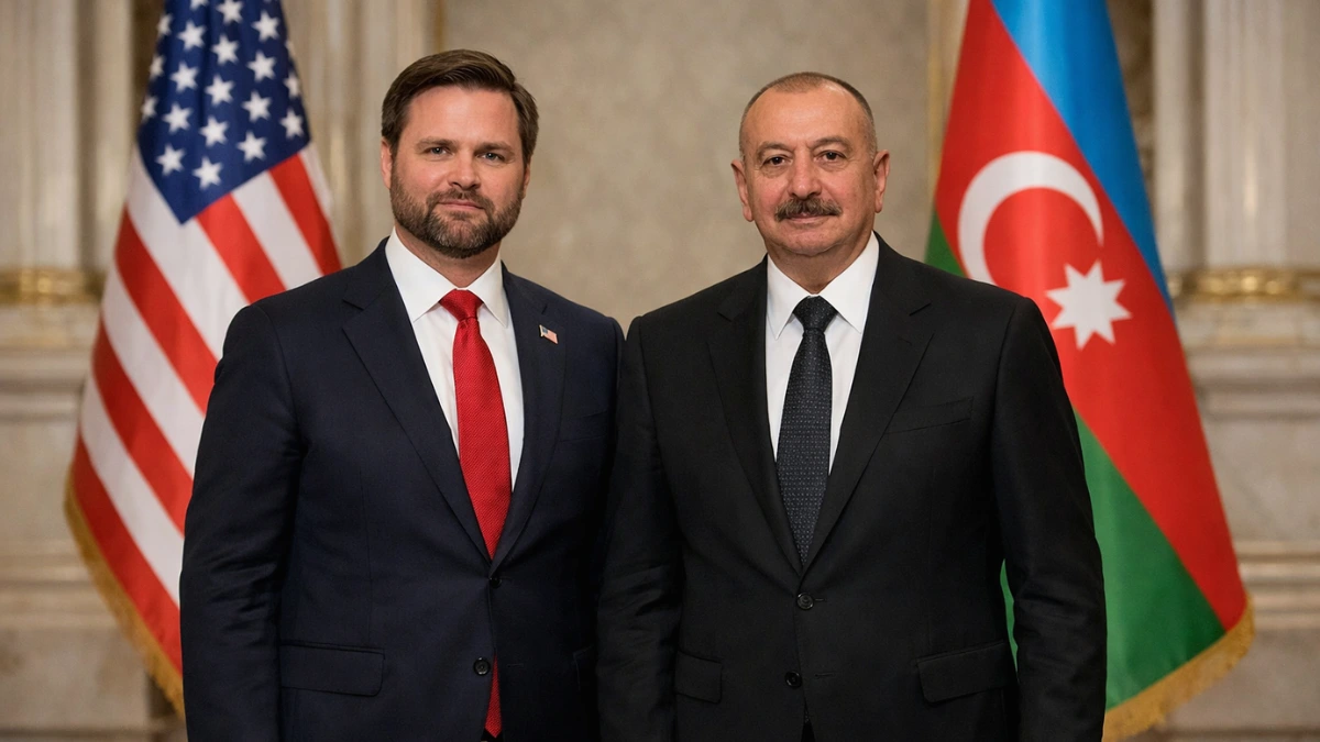 Vice President JD Vance and President Ilham Aliyev stand together after signing the US-Azerbaijan Strategic Partnership Charter in Baku.