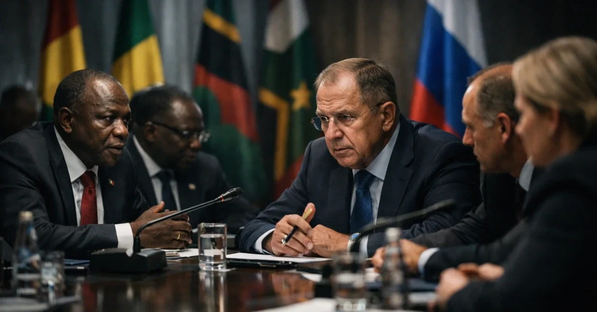 Government officials engaged in a serious diplomatic discussion regarding the recruitment of African citizens into foreign conflicts.